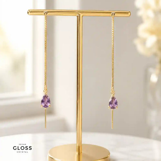 Aros Azalea Amatista Circón Colgante Baño de Oro