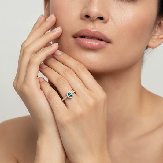 Anillo Azalea Zafiro baño oro 18k - Joyas Gloss Crystal