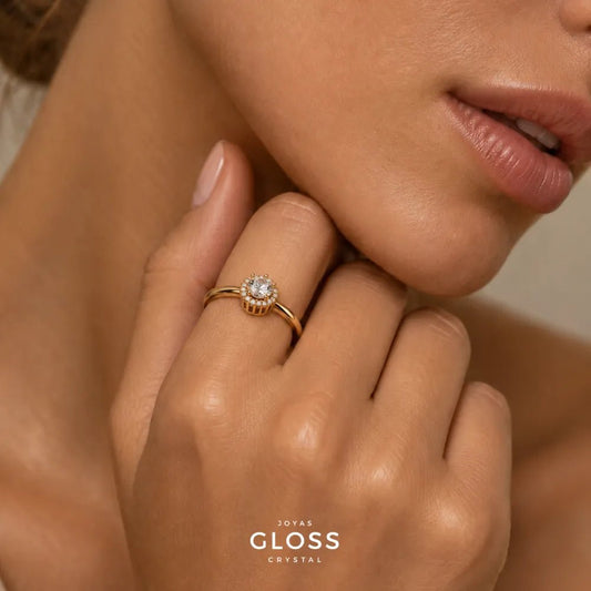 Anillo Golden Crystal Oro 18k - Joyas Gloss Crystal