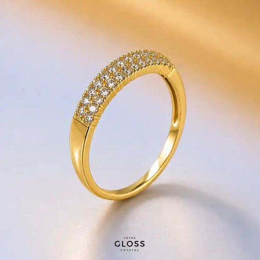Anillo Ignacia Doble Cintillo enchape Oro 18k - Joyas Gloss Crystal