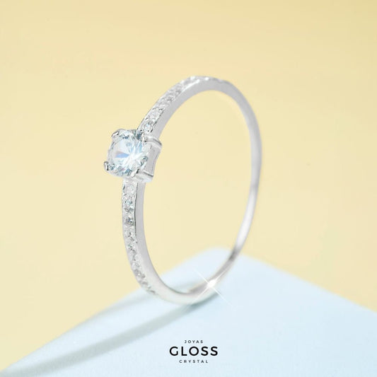 Anillo Solitario Camille Plata 925 - Joyas Gloss Crystal