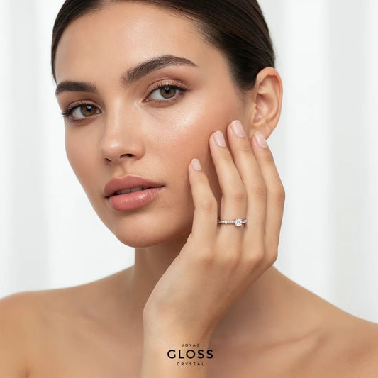 Anillo Solitario Camille Plata 925 - Joyas Gloss Crystal