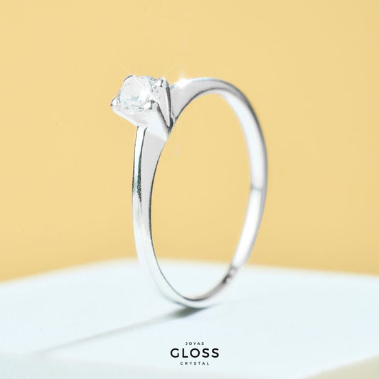 Anillo Solitario Linda Plata 925 - Joyas Gloss Crystal