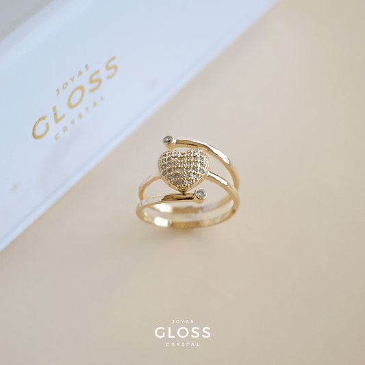 Anillo Sweet Heart Baño de Oro - Joyas Gloss Crystal