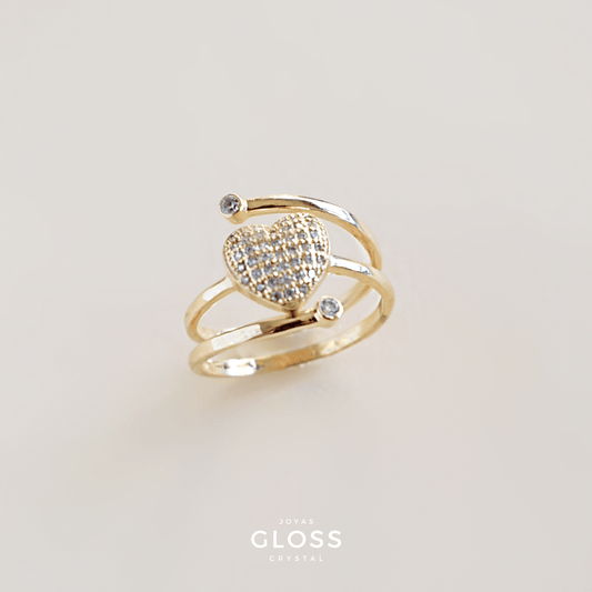Anillo Sweet Heart Baño de Oro - Joyas Gloss Crystal