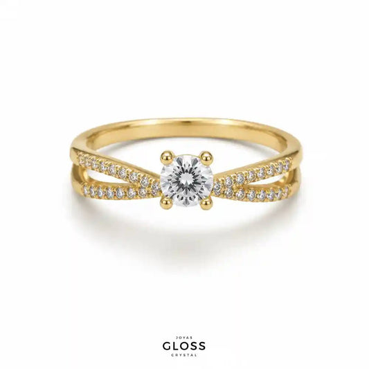 Anillo Unión Compromiso Baño de Oro 18k - Joyas Gloss Crystal