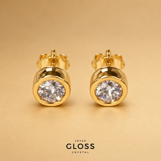 Aros Alejandría Crystal Oro 18k - Joyas Gloss Crystal