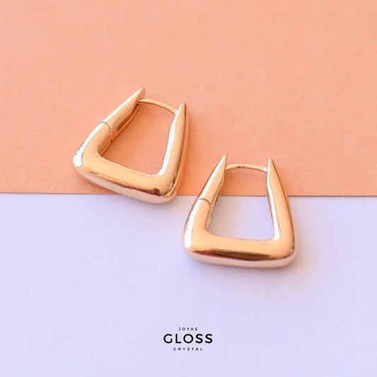 Aros Argolla Candado Chunky Oro Grande - Joyas Gloss Crystal