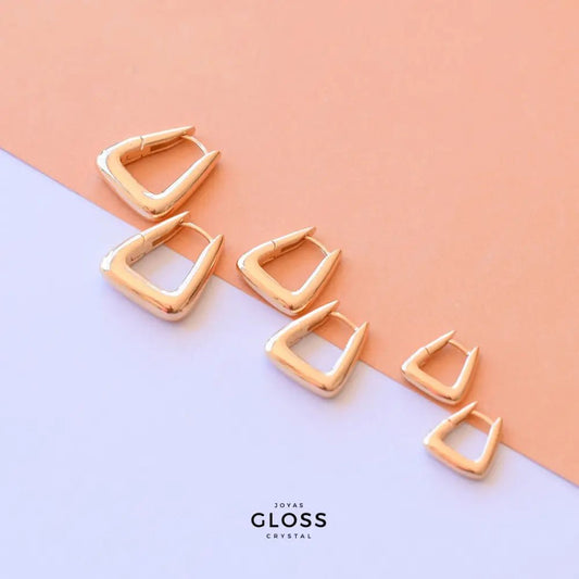 Aros Argolla Candado Chunky Oro Pequeño - Joyas Gloss Crystal
