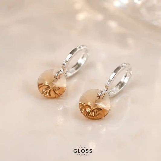 Aros Aura Ambar Plata - Joyas Gloss Crystal