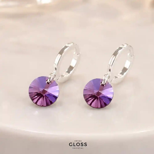 Aros Aura Morado Plata - Joyas Gloss Crystal