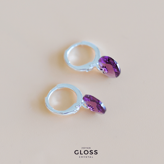 Aros Aura Morado Plata - Joyas Gloss Crystal