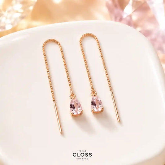 Aros Azalea Rosé Circón Colgante Baño de Oro - Joyas Gloss Crystal