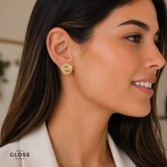 Aros Betelgeuse Enchape Oro 18k - Joyas Gloss Crystal