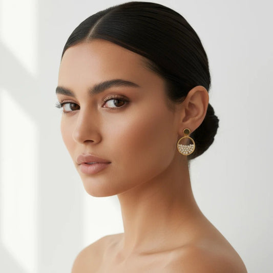 Aros Bruna Baño de Oro 18k - Joyas Gloss Crystal