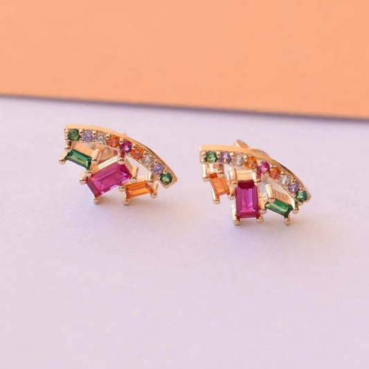 Aros Fortuna Enchape Oro 18k. - Joyas Gloss Crystal