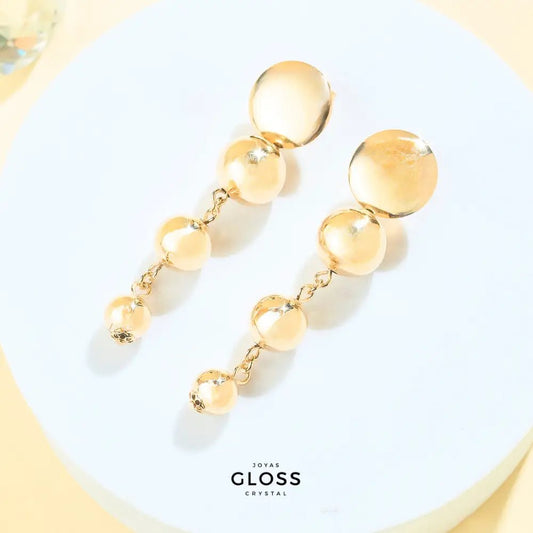 Aros Golden Globe baño de oro 18k - Joyas Gloss Crystal