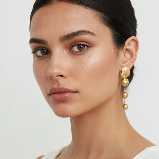 Aros Golden Globe baño de oro 18k - Joyas Gloss Crystal