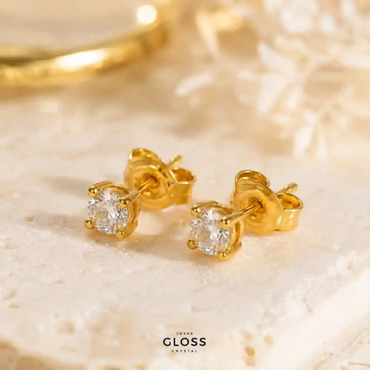 Aros Niña Lucila Crystal Baño de Oro 18k - Joyas Gloss Crystal