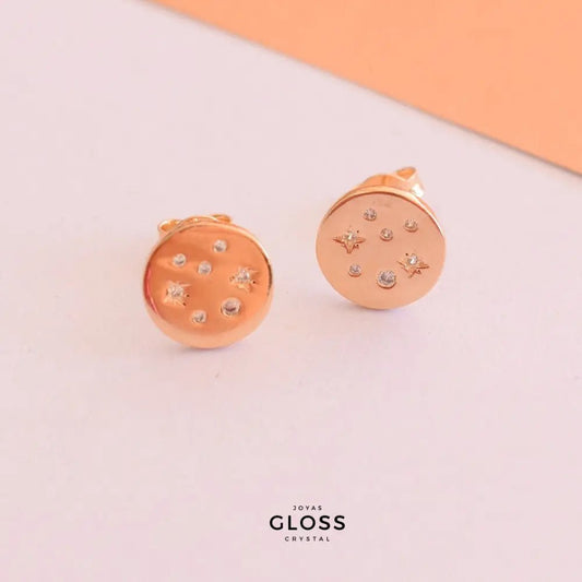 Aros Nodo Lunar Enchape Oro 18k - Joyas Gloss Crystal