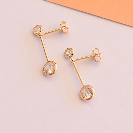 Aros Olivia Colgantes Baño de Oro - Joyas Gloss Crystal