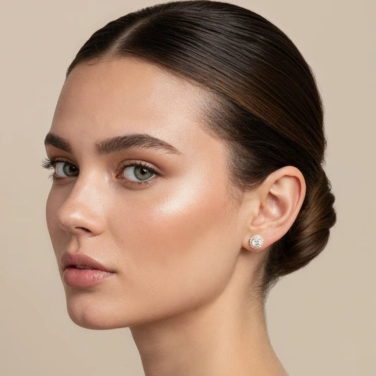 Aros Punto de Luz Condesa baño de Oro 18k - Joyas Gloss Crystal