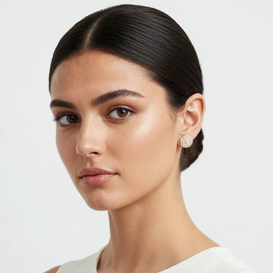 Aros Punto de Luz Solar baño de oro 18k - Joyas Gloss Crystal