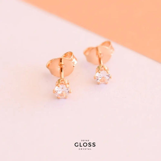 Aros Punto Luz Mini Corona Bebé Oro - Joyas Gloss Crystal