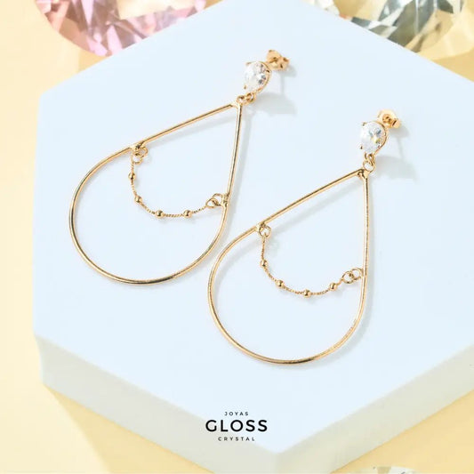 Aros Selene Enchape de Oro 18K. - Joyas Gloss Crystal