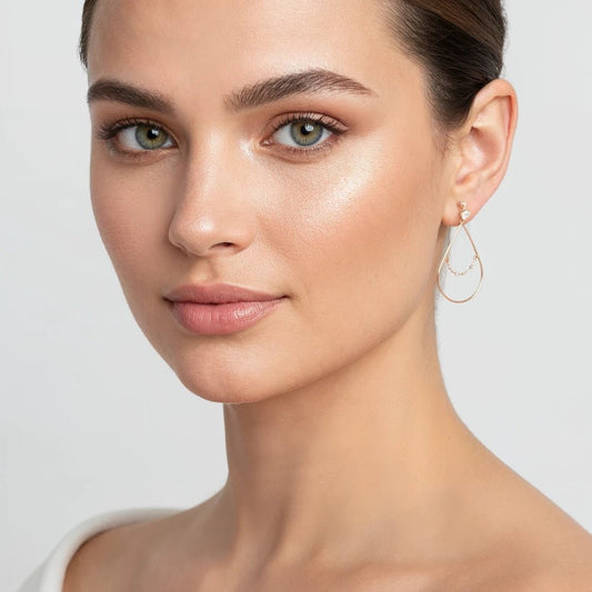 Aros Selene Enchape de Oro 18K. - Joyas Gloss Crystal