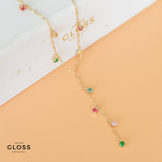 Collar Cascada Colores Oro - Joyas Gloss Crystal