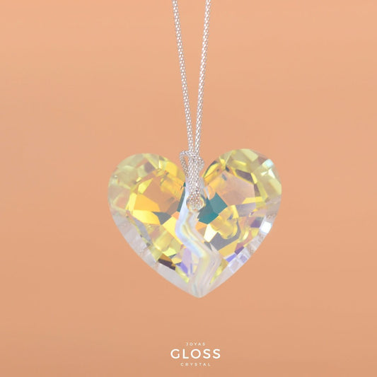 Collar Corazón Profundo Aurora Boreal - Joyas Gloss Crystal