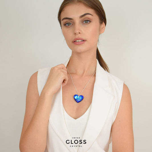 Collar Corazón Profundo Bermuda Blue - Joyas Gloss Crystal