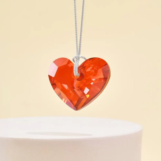 Collar Corazón Profundo Rojo Magma - Joyas Gloss Crystal