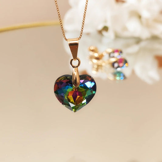 Collar Corazón Titanic Vitrail Medium Baño de Oro - Joyas Gloss Crystal