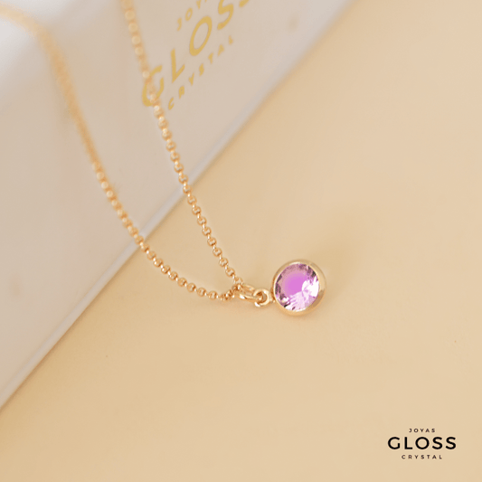 Collar Dalia Amatista Punto Luz Oro - Joyas Gloss Crystal