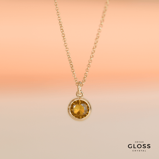 Collar Dalia Ámbar Punto Luz Oro - Joyas Gloss Crystal