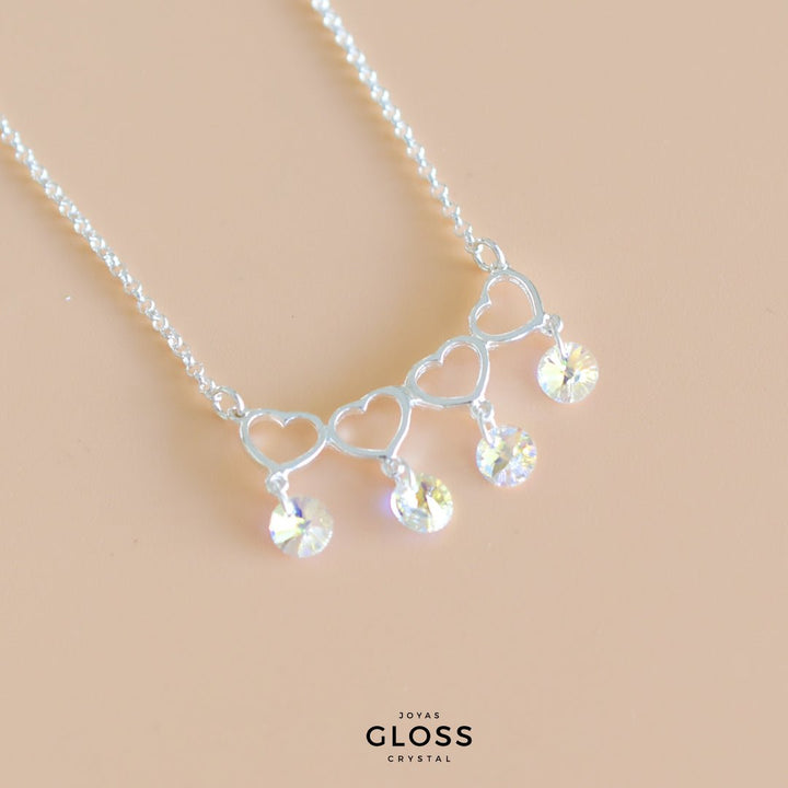 Collar día de la Madre Plata Mom Cuádruple - Joyas Gloss Crystal