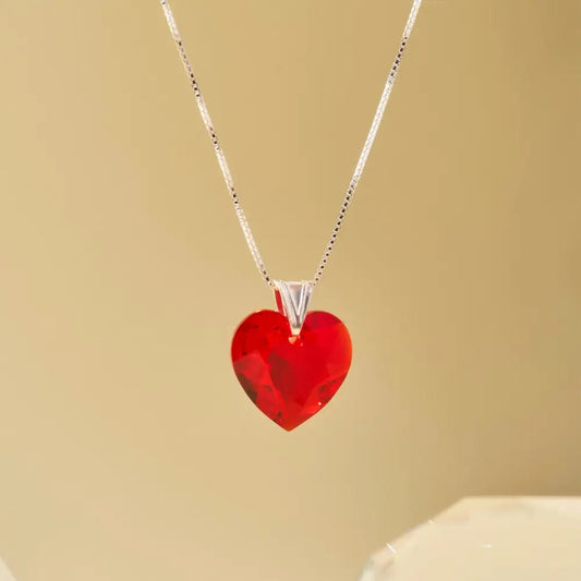 Collar Enamorados Rojo Plata - Joyas Gloss Crystal