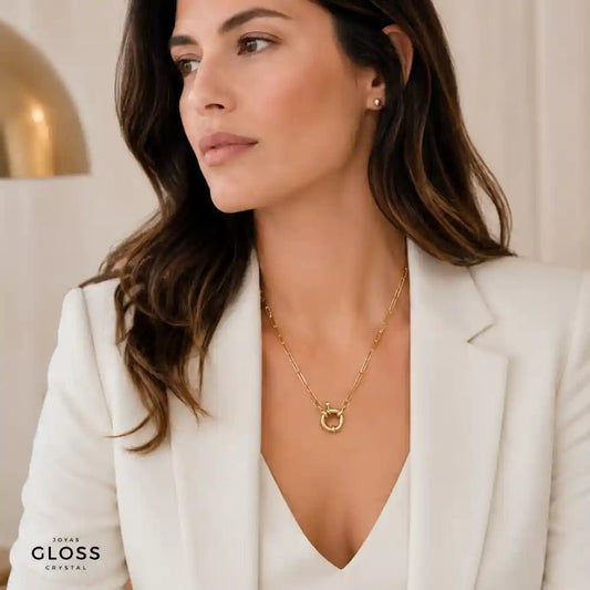 Collar Eslabones Timón Oro 18K - Joyas Gloss Crystal