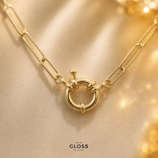 Collar Eslabones Timón Oro 18K - Joyas Gloss Crystal
