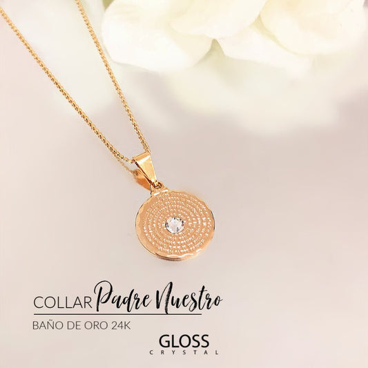 Collar Padre Nuestro Oro Cristal Genuino - Joyas Gloss Crystal