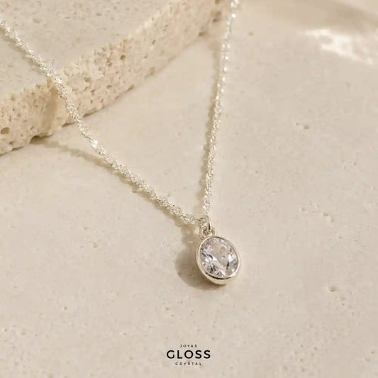 Collar Punto de luz Margarita Plata - Joyas Gloss Crystal