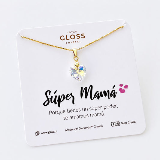 Collar Súper Mamá Oro 18k - Joyas Gloss Crystal