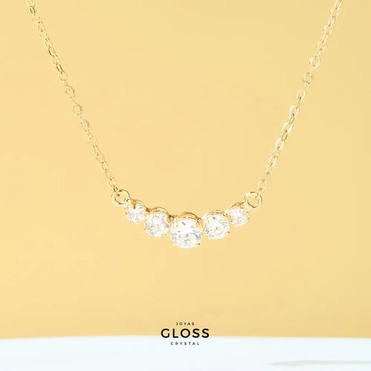 Collar Tridente Baño de Oro 18k - Joyas Gloss Crystal