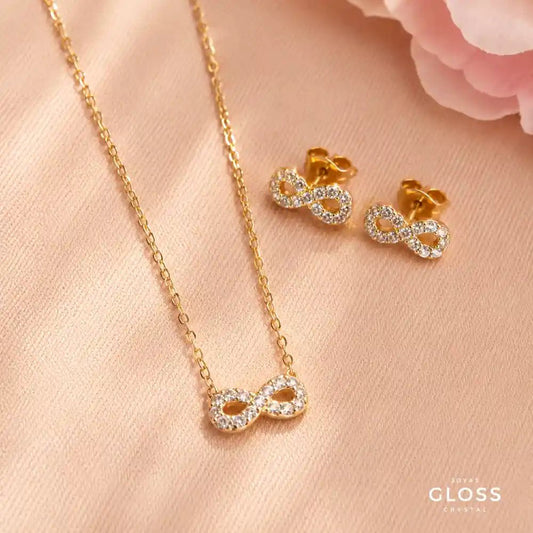 Conjunto Niña Infinito Baño de Oro 18k - Joyas Gloss Crystal