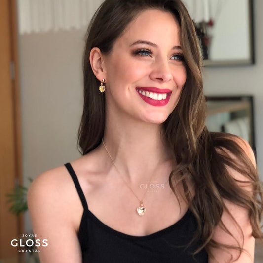 Joyero + Conjunto Diamante Aurora Boreal Oro Swarovski - Joyas Gloss Crystal