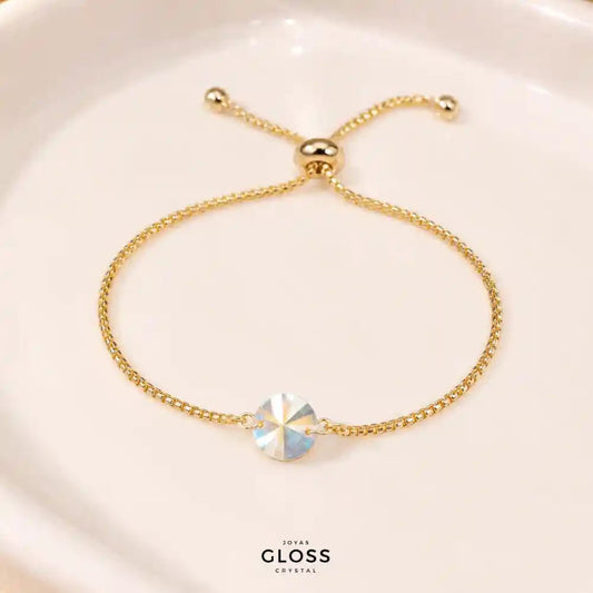 Pulsera Boreal Ajustable Oro Cristal Swarovski - Joyas Gloss Crystal