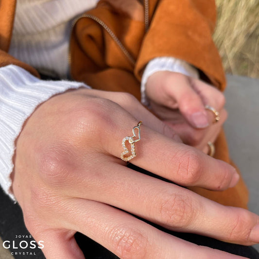 Anillo Amor Enchape oro 18k - Joyas Gloss Crystal