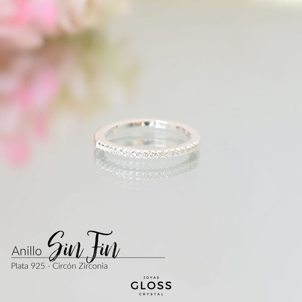Anillo Compromiso Sin Fin Plata 925 - Joyas Gloss Crystal